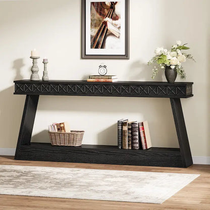 70.87-Inch Extra Long Entryway Table, 2-Tier Narrow Console Table with Storage - 70.87D x 11.81W x 31.5H