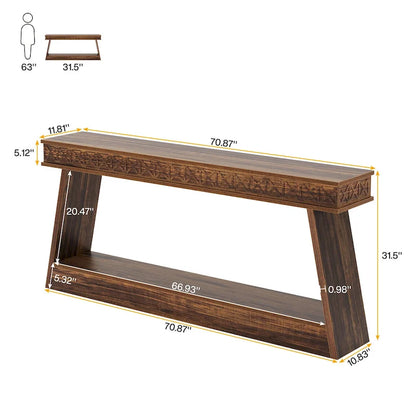 70.87-Inch Extra Long Entryway Table, 2-Tier Narrow Console Table with Storage - 70.87D x 11.81W x 31.5H
