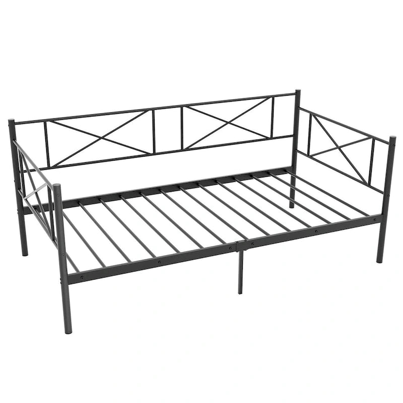 Gymax Twin Size Metal Daybed Modern Platform Bed w/ Heavy-duty Metal
