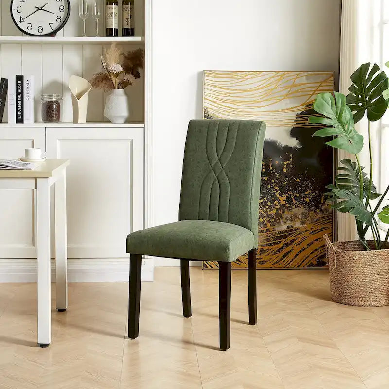 VECELO Upholstered Dining Chairs Set of 6 Modern Fabric and High Back & Solid Wood Legs, Parson Dining Chairs (Set of 6)