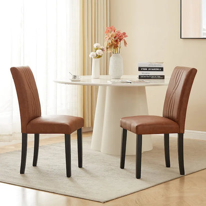 VECELO Upholstered Dining Chairs Set of 6 Modern Fabric and High Back & Solid Wood Legs, Parson Dining Chairs (Set of 6)