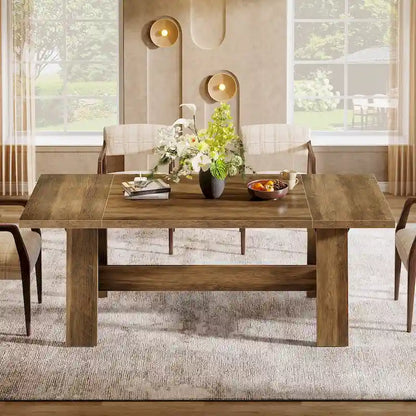 70-Inch Dining Table for 6-8, Rectangular Farmhouse Kitchen Table - 70.47W x 31.1D x 29.53H