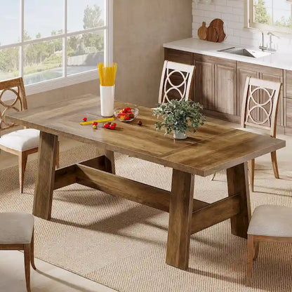 70-Inch Dining Table for 6-8, Rectangular Farmhouse Kitchen Table - 70.47W x 31.1D x 29.53H
