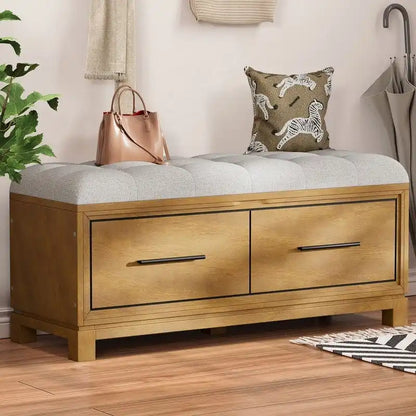 Shoe Bench with Removable Cushion and Hidden Storage for Entryway and Living Room Organization