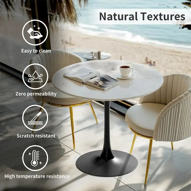 39.37 High Bar Table Round Cafe Bistro Pub Cocktail Kitchen Table Sintered Stone-top