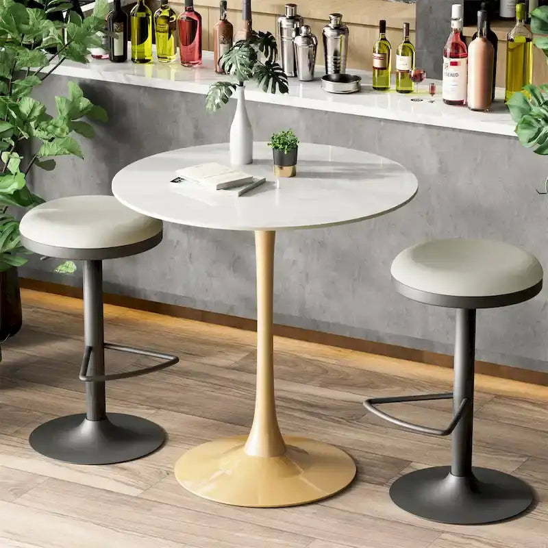 39.37 High Bar Table Round Cafe Bistro Pub Cocktail Kitchen Table Sintered Stone-top