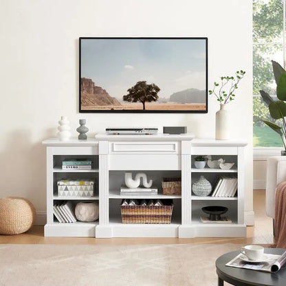 65.75 TV Stand with Large Storage Cabinet and Adjustable Shelves for TVs Up to 65