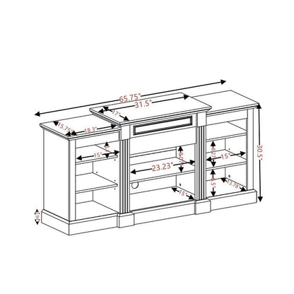 65.75 TV Stand with Large Storage Cabinet and Adjustable Shelves for TVs Up to 65