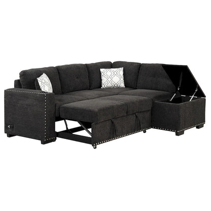 83.8 L-Shaped 4-Seat Sectional Sofa with Pull-Out Bed, Storage Chaise, USB Ports, Power Sockets, and Cup Holders