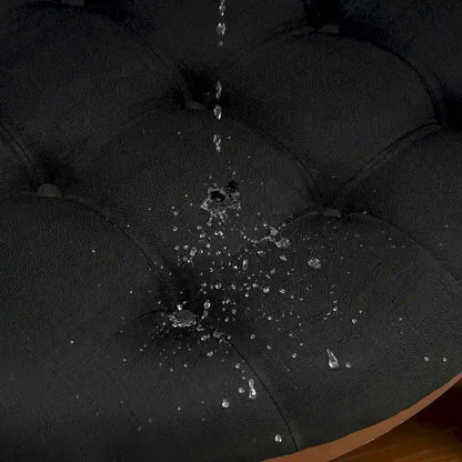 36 Round Button Tufted Upholstered Coffee Table with Wood Shelf and Wheel