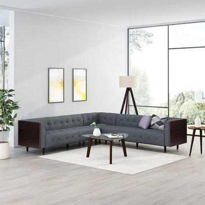 Clermont Mid-century Tufted Sectional Sofa by Christopher Knight Home - 114.00 L x 114.00 W x 30.75 H