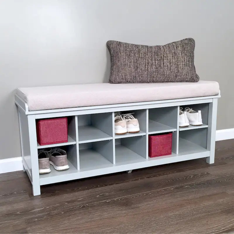 John Louis Home Solid Wood Shoe Storage Bench Grey