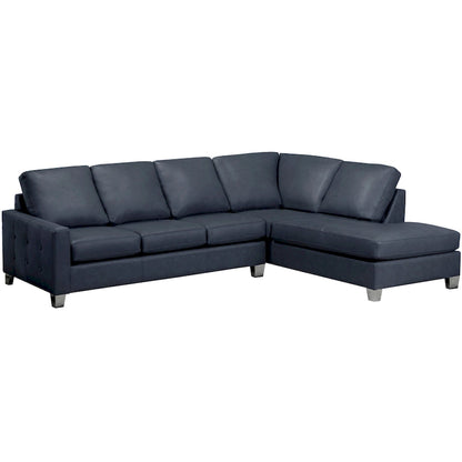 Dean Top Grain Italian Leather Tufted Sectional Sofa - 107 x 85 x 35 x 34