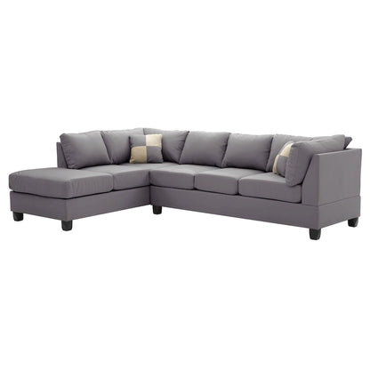 Malone 111 in. Faux Leather 4-Seater Sectional Sofa with 2-Throw Pillow - 111L x 78W x 34H