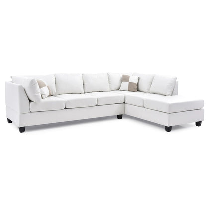 Malone 111 in. Faux Leather 4-Seater Sectional Sofa with 2-Throw Pillow - 111L x 78W x 34H