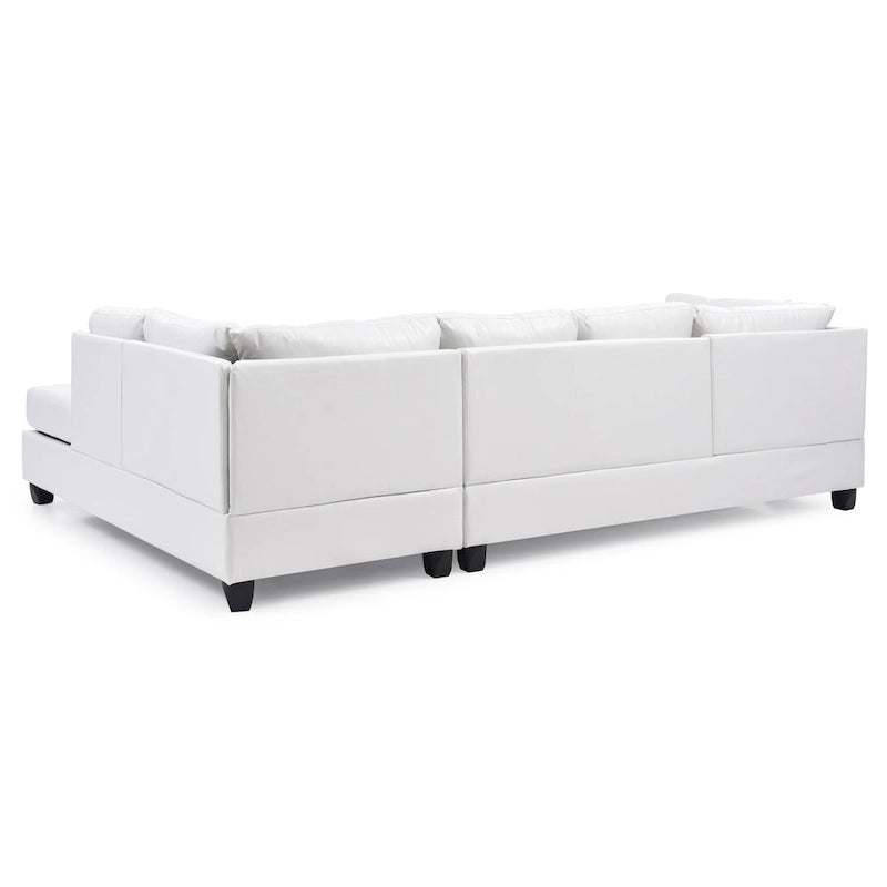 Malone 111 in. Faux Leather 4-Seater Sectional Sofa with 2-Throw Pillow - 111L x 78W x 34H