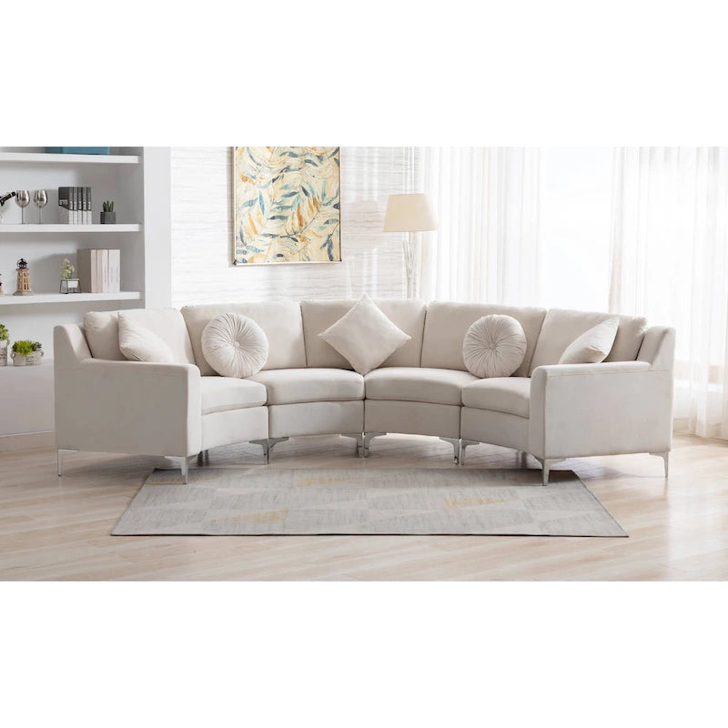 136 Velvet Semicircle couch Modular Curve Sectional Sofa