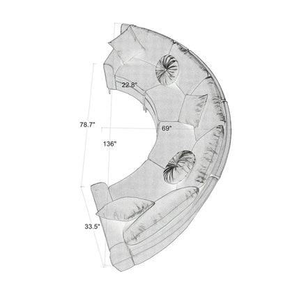 136 Velvet Semicircle couch Modular Curve Sectional Sofa