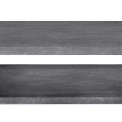 Keli 58 Inch Cube Shaped Wooden Coffee Table with Open Bottom Shelf, Charcoal Gray