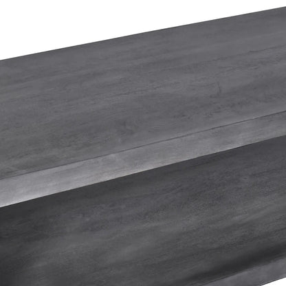 Keli 58 Inch Cube Shaped Wooden Coffee Table with Open Bottom Shelf, Charcoal Gray