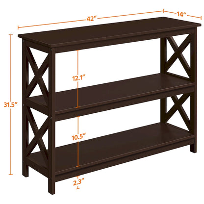 Yaheetech X-Design 3 Tiers Wooden Entryway Console Table