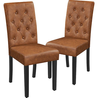 Yaheetech Button Padded Dining Chair with Solid Wood Legs Set of 2 - Set of 2