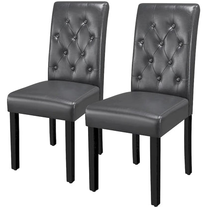Yaheetech Button Padded Dining Chair with Solid Wood Legs Set of 2 - Set of 2