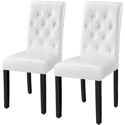 Yaheetech Button Padded Dining Chair with Solid Wood Legs Set of 2 - Set of 2
