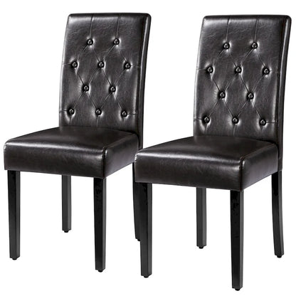 Yaheetech Button Padded Dining Chair with Solid Wood Legs Set of 2 - Set of 2