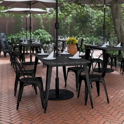 30x60 Commercial Poly Resin Restaurant Table with Umbrella Hole - 30W x 60D x 30H