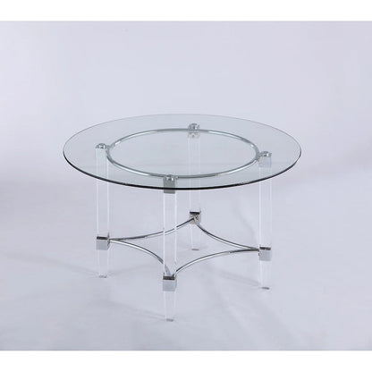 Somette Ridley Gold 5-Piece Round Glass/Acrylic Dining Set with Black Chairs