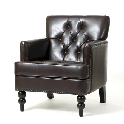 Malone Brown Leather Club Chair by Christopher Knight Home