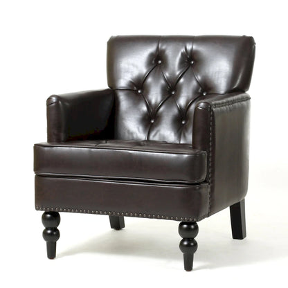 Malone Brown Leather Club Chair by Christopher Knight Home