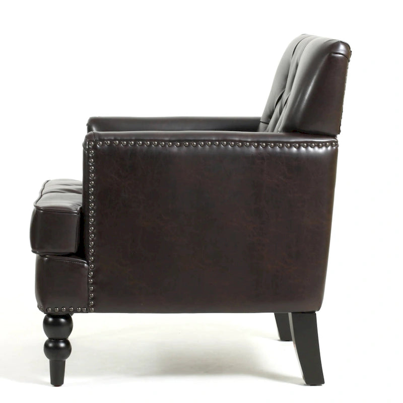 Malone Brown Leather Club Chair by Christopher Knight Home