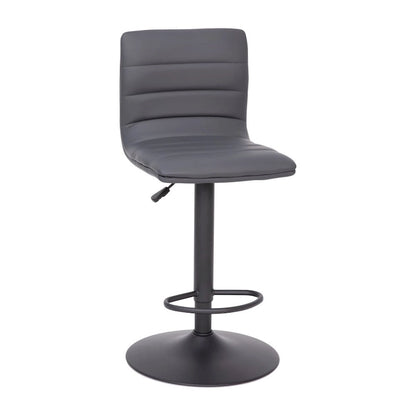 Modern Channel Stitched Adjustable Height Swivel Barstool with Footrest