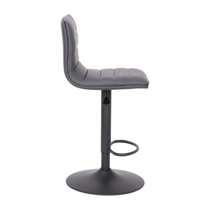 Modern Channel Stitched Adjustable Height Swivel Barstool with Footrest