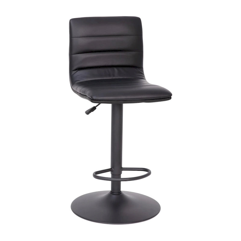 Modern Channel Stitched Adjustable Height Swivel Barstool with Footrest