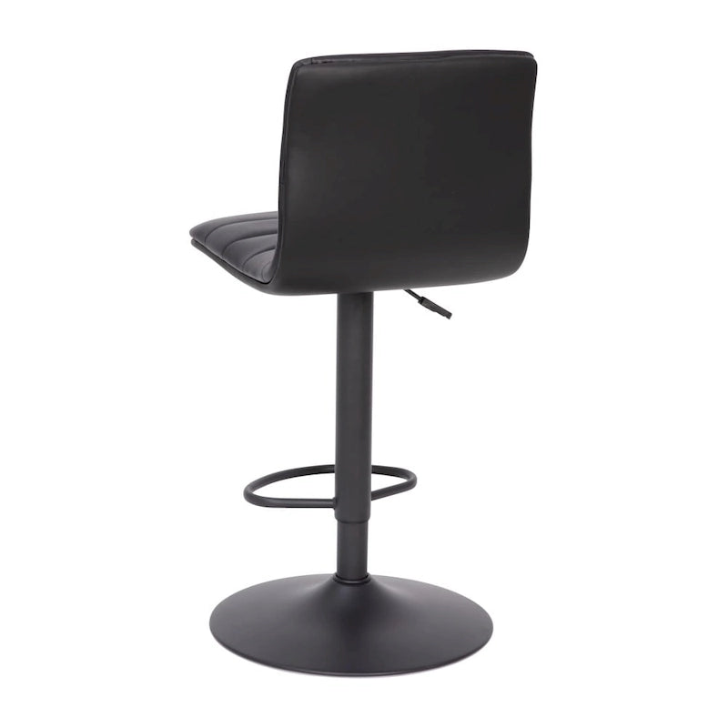 Modern Channel Stitched Adjustable Height Swivel Barstool with Footrest