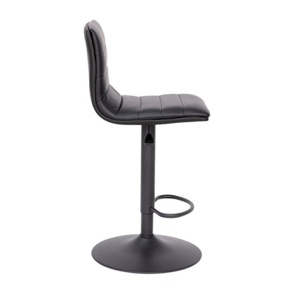 Modern Channel Stitched Adjustable Height Swivel Barstool with Footrest