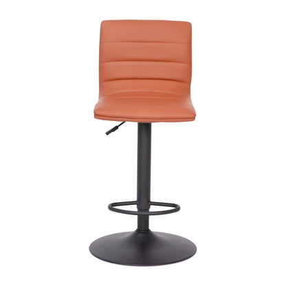 Modern Channel Stitched Adjustable Height Swivel Barstool with Footrest