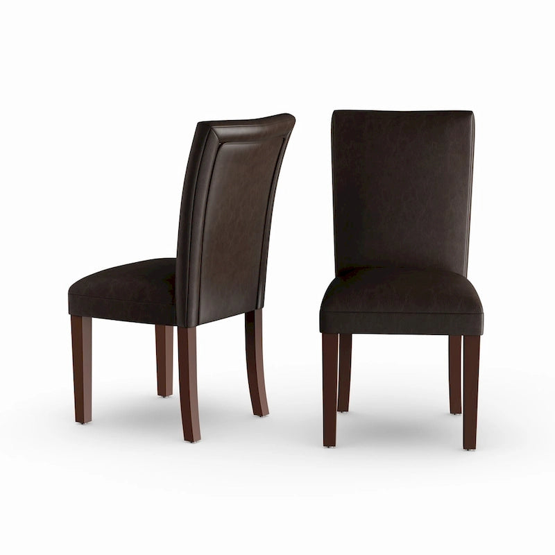 Homepop Parsons Dining Chair - Brown Faux Leather - set of 2