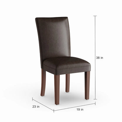 Homepop Parsons Dining Chair - Brown Faux Leather - set of 2