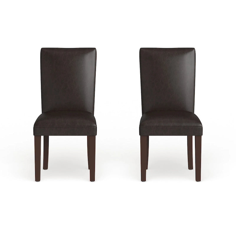 Homepop Parsons Dining Chair - Brown Faux Leather - set of 2