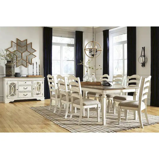 Signature Design by Ashley Realyn White / Light Brown 9-Piece Dining Package