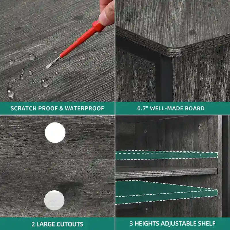 Moasis Farmhouse Corner TV Stand for TVs up to 55 Wood TV Media Console Entertainment Center