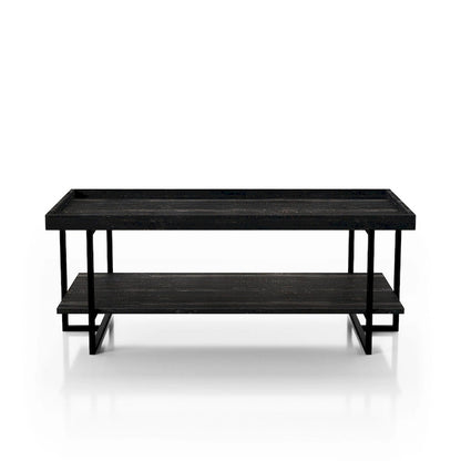 Alivia Rustic Black 47-inch Steel 1-Shelf Coffee Table by Furniture of America