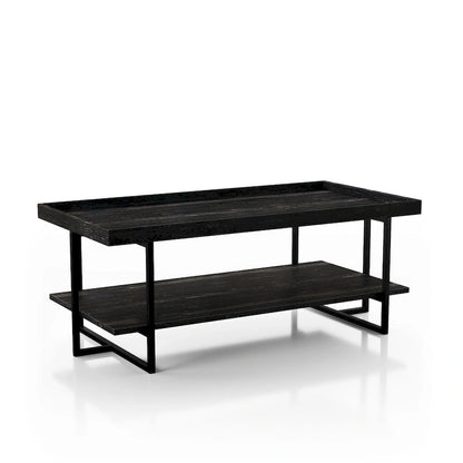 Alivia Rustic Black 47-inch Steel 1-Shelf Coffee Table by Furniture of America