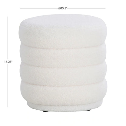 Hawley White Round Sherpa Ottoman