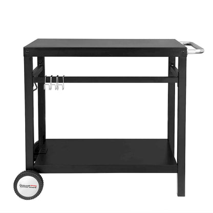 Royal Gourmet Double Shelf Movable Dining Cart Work Table with Handle,Black