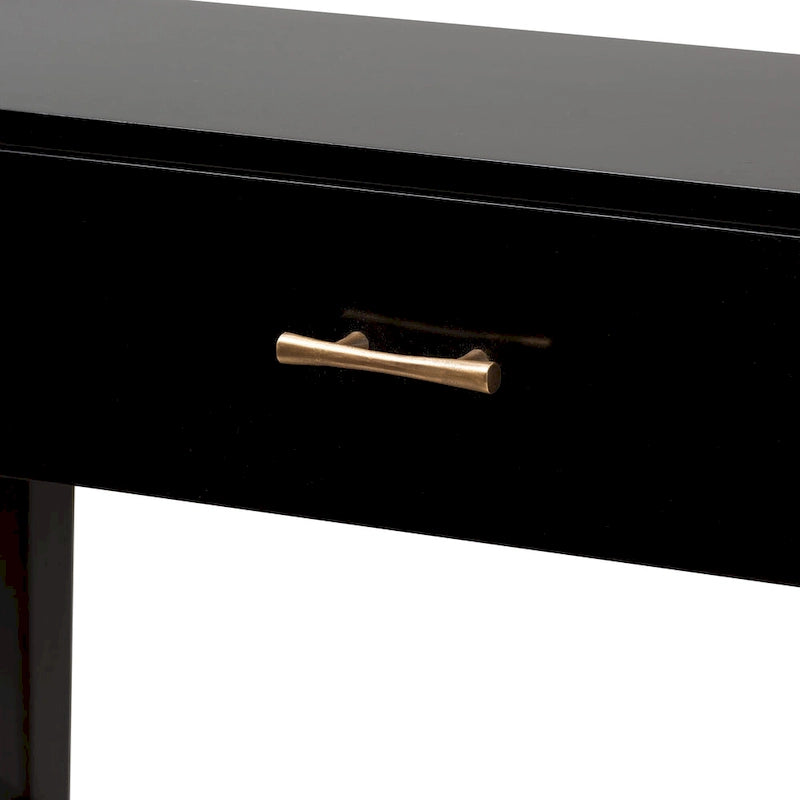Freya Modern Bohemian Bayur Wood 1-Drawer Console Table-Black